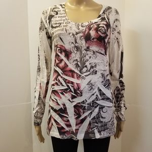 4/$20 Wet Seal XL Long Sleeve Top White Floral